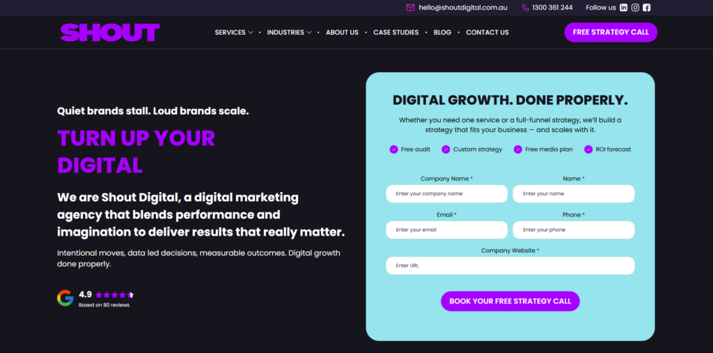 shout digital homepage